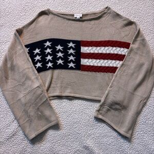 Trendy American Flag Crop Sweater